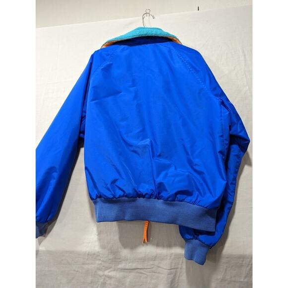 Vtg 90's Men's S COLUMBIA Jacket Radial Sleeve Fleece Lined Blue Orange Neon LGE - Picture 8 of 11